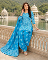 Sky Blue Cotton Printed Patiala Suit Set with Dupatta