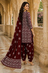 Wine Maroon Cotton Printed Patiala Suit Set with Dupatta