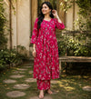 Fuchsia Floral Printed Cotton Cord Set