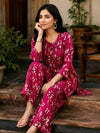 Fuchsia Floral Printed Cotton Cord Set