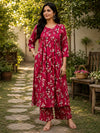 Fuchsia Floral Printed Cotton Cord Set