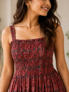 Aarvi Red Cotton Fit & Flare Dress for Women