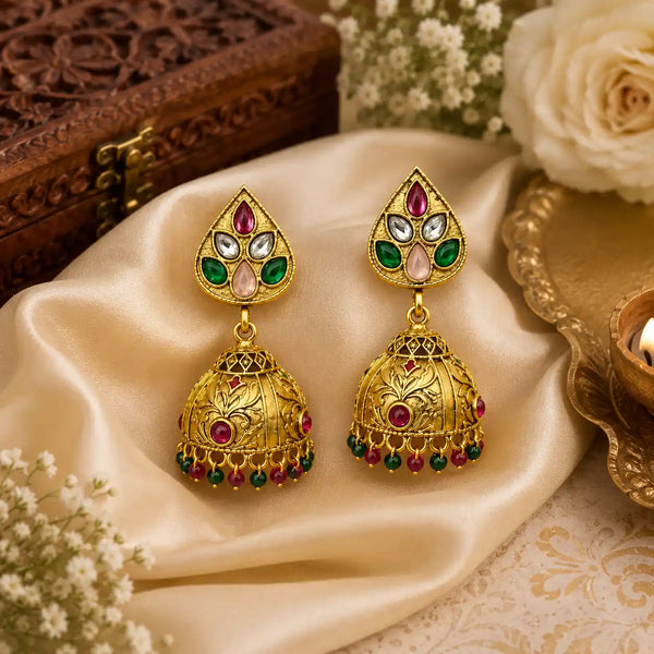 Advika Royal Kundan Jhumka Earrings