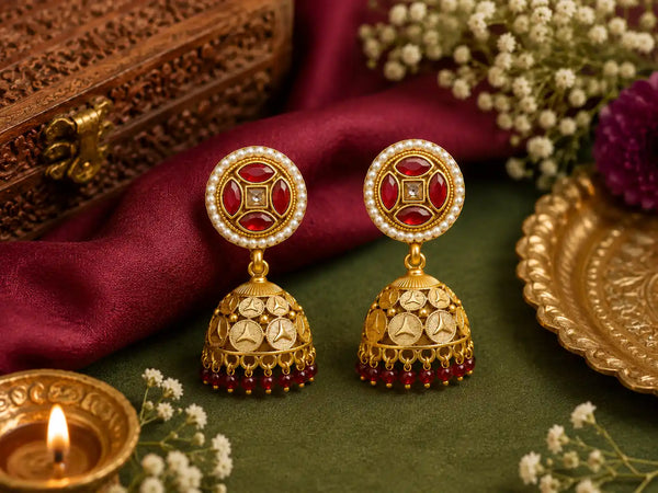 Zarmina Ruby Dome Jhumka Earrings