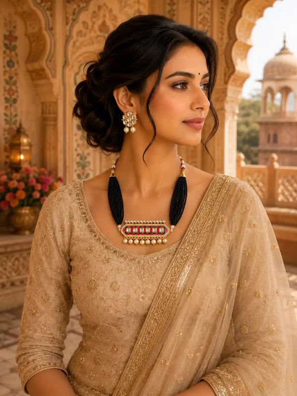 Shyam Rangrez Kundan Necklace Set