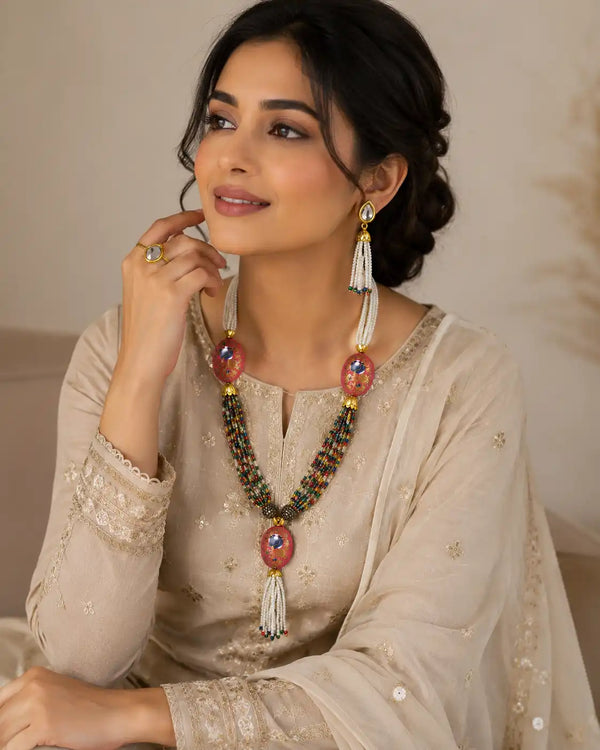 Mayuri Pearl Tassel Necklace Set