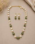 Zareen Pearl & Emerald Bead Necklace Set