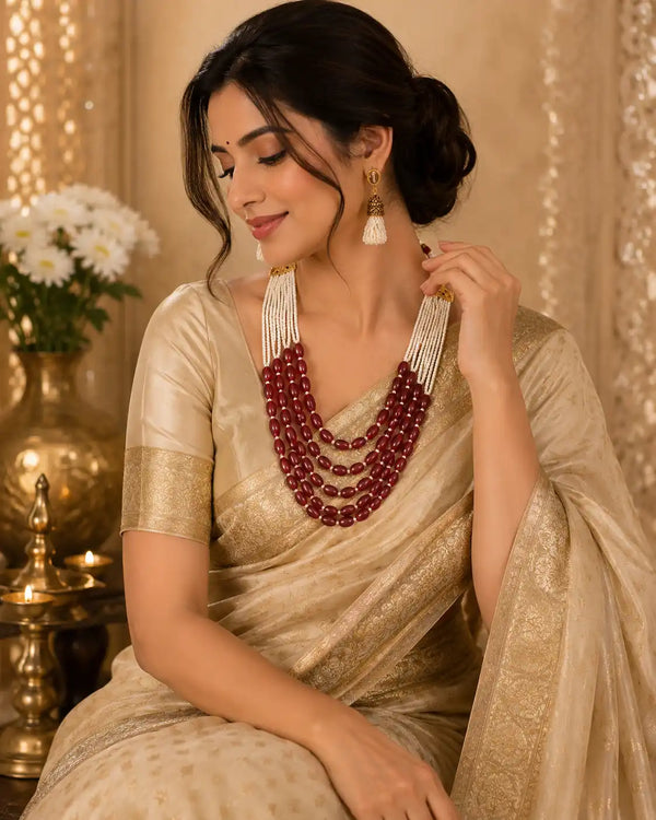 Rubaa Pearl Layered Necklace Set