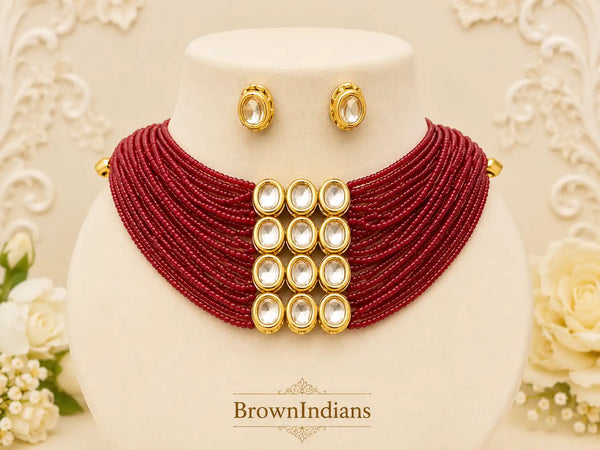 Raktima Kundan Beaded Necklace Set