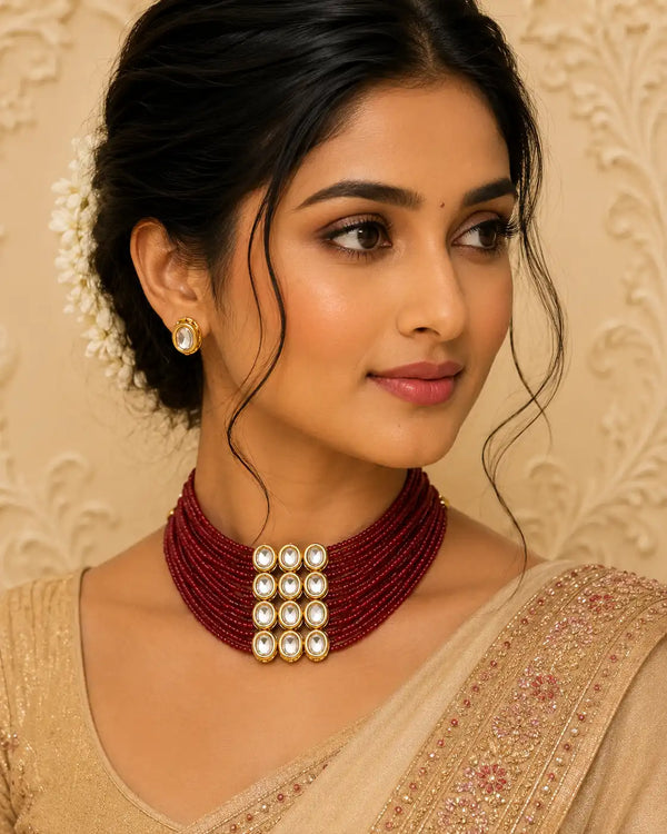 Raktima Kundan Beaded Necklace Set