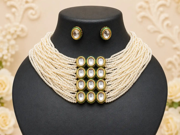Moti Kundan Beaded Necklace Set