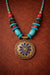 Turquoise Beaded Statement Necklace with Floral Pendant