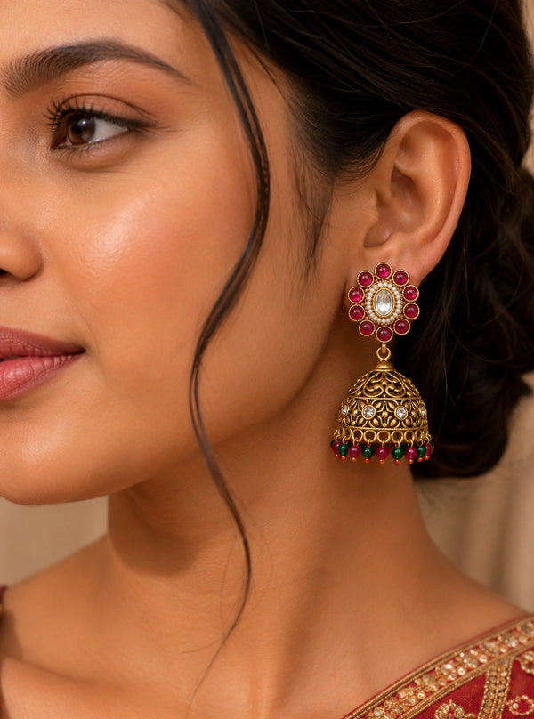 Gulbahaar Multicolor Jhumka Earrings
