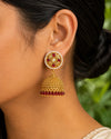 Mehrunisa Ruby Floral Jhumka Earrings