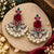 Ruby Red & Green Stone Studded Ethnic Peacock Design Statement Earrings