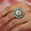Ocean Bloom Oxidized Silver-Tone Statement Ring