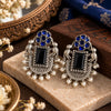 Royal Blue Brass Peacock Motif Statement Earrings