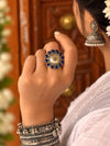 Royal Blue Brass Statement Ring