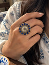 Royal Blue Brass Statement Ring