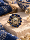 Royal Blue Brass Statement Ring