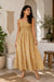 Ziya Mustard Floral Motifs Cotton Smocked Fit & Flare Dress