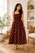 Black Elephant Motifs Cotton Smocked Fit & Flare Dress